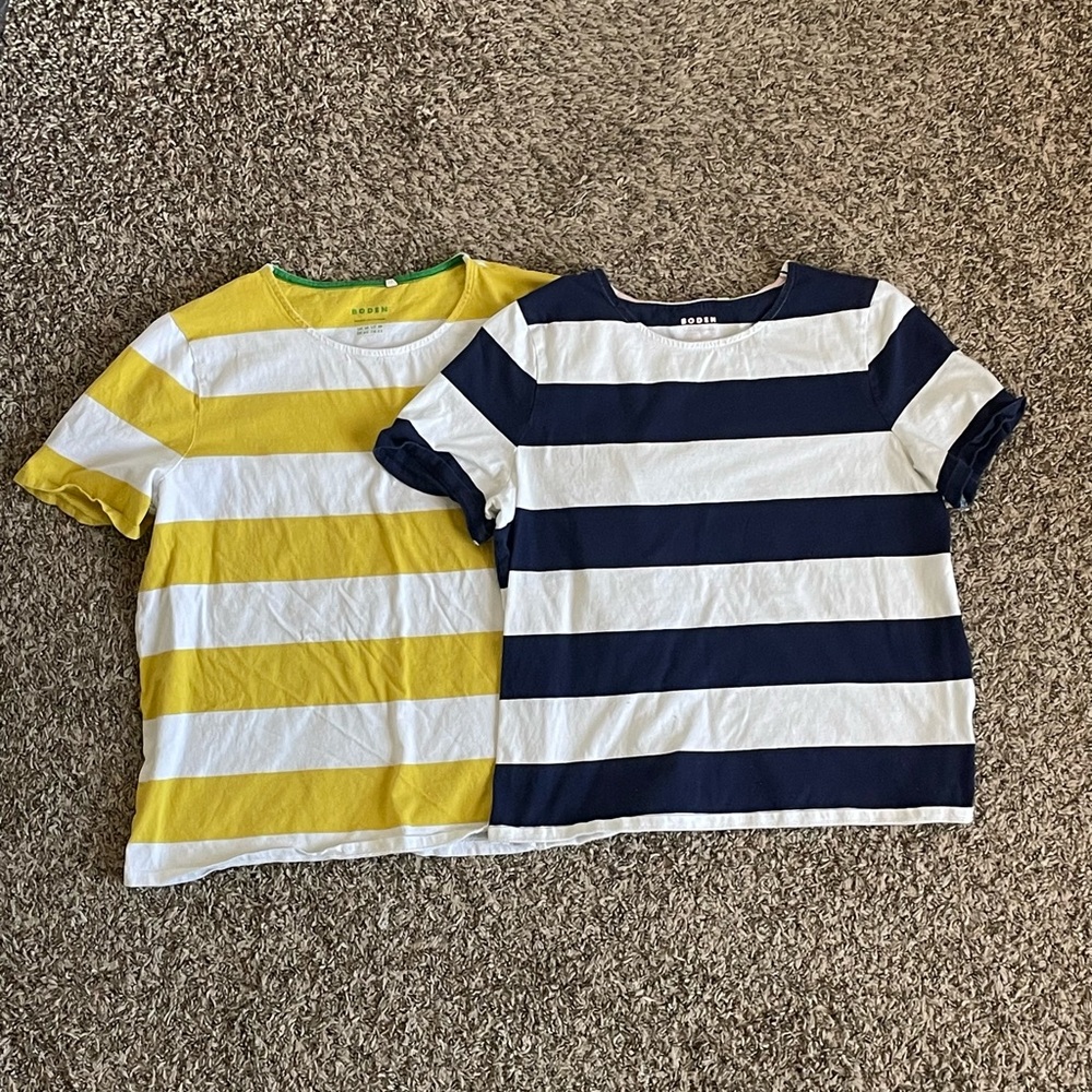 Boden Yellow and Blue Striped Jersey Top